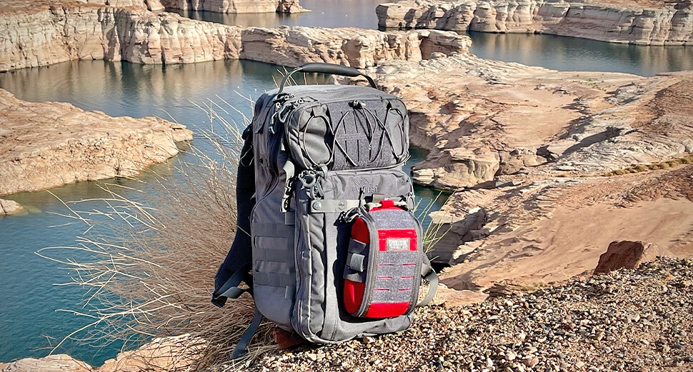 Backpack near water