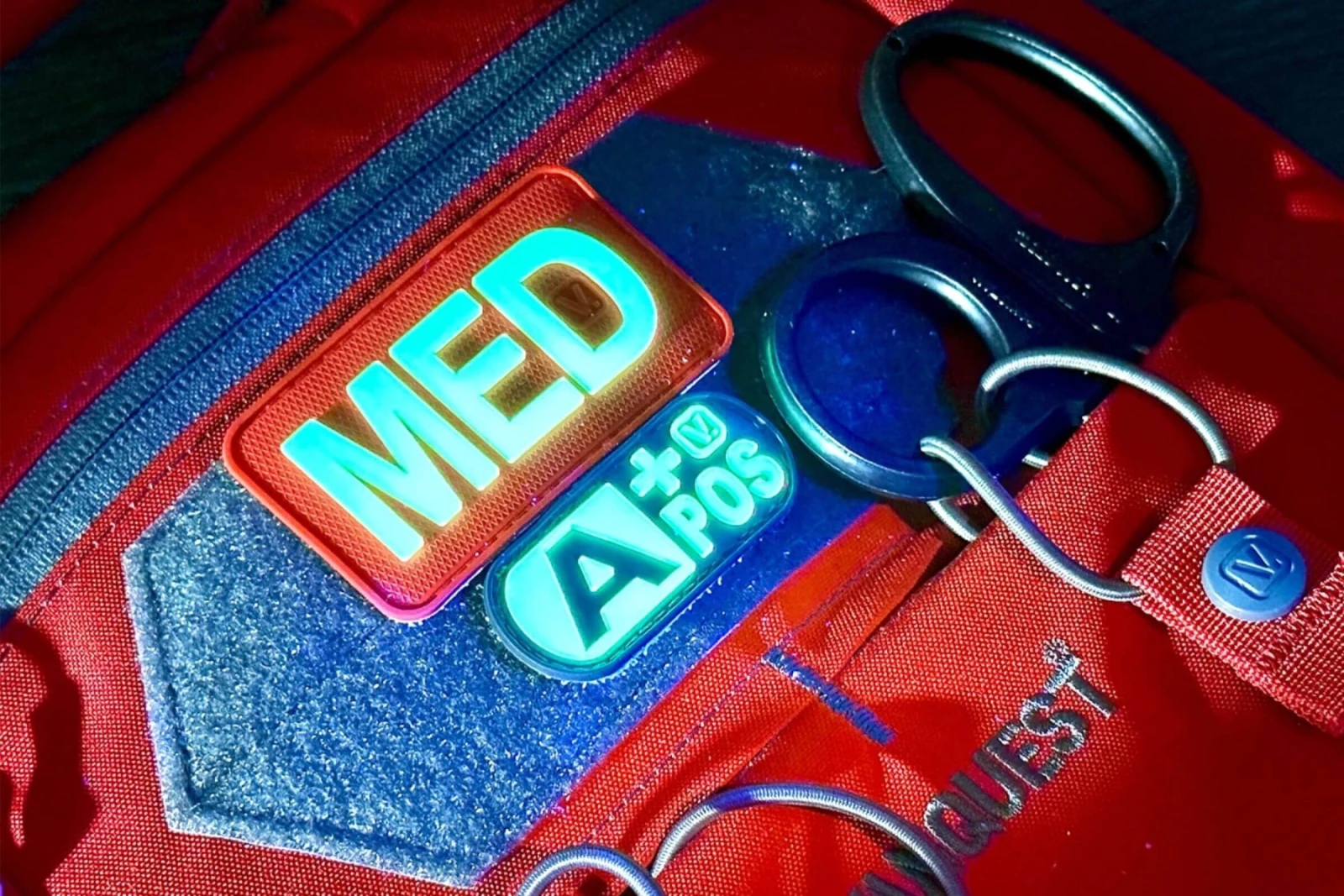 Tourniquet holder and medical patches: quick access & clear ID for life-saving supplies.