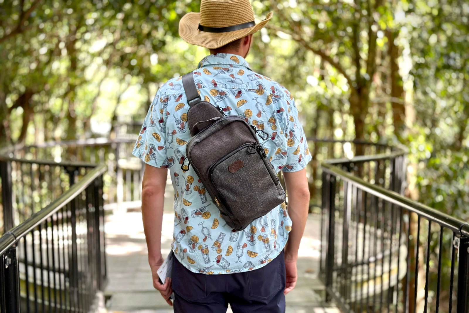 Hook-backed pouches for internal organization of loop lined bags.