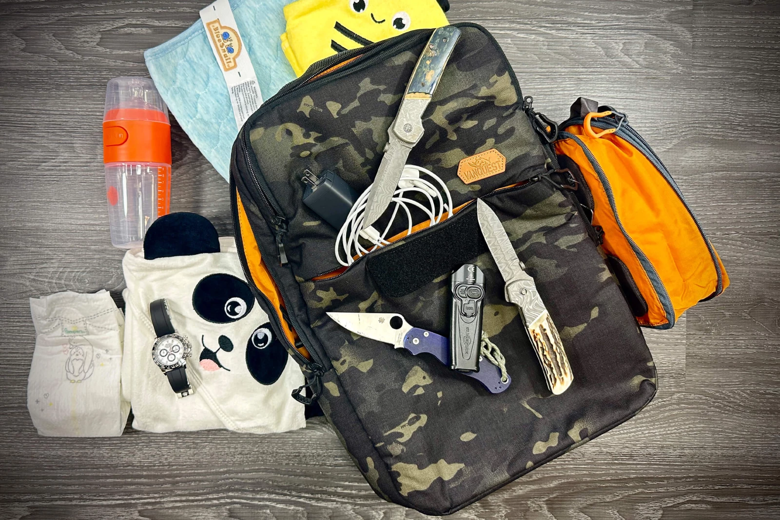 Organize your Dad Bag with color coding for faster access.